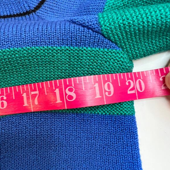 Vintage Vivanti Button Cardigan Sweater Plus Sz 14 Colorful Stripe Crewneck USA - Picture 10 of 11